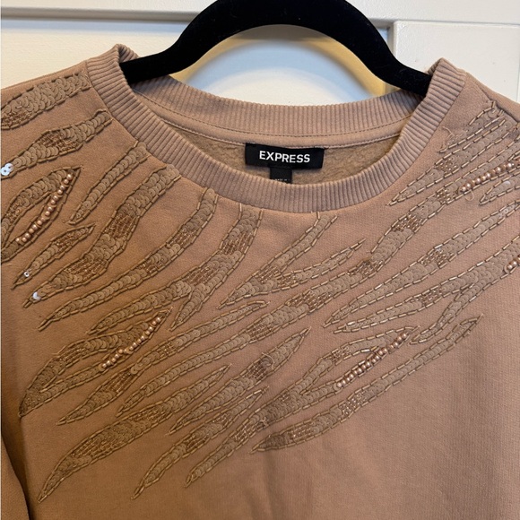 Express Beige Sweatshirt with Embellished Design - Picture 3 of 5